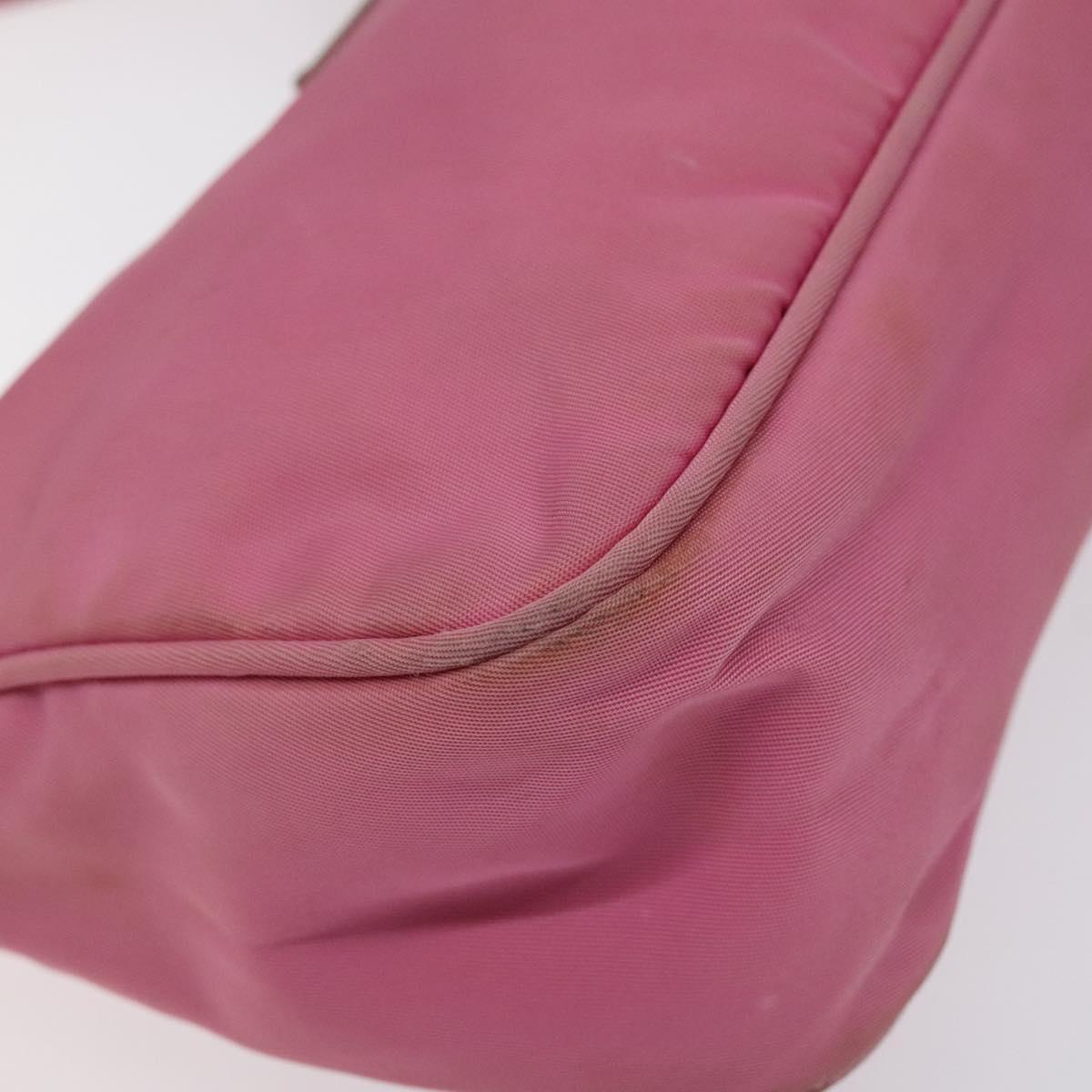 PRADA Hand Bag Nylon Pink Silver Auth 125627