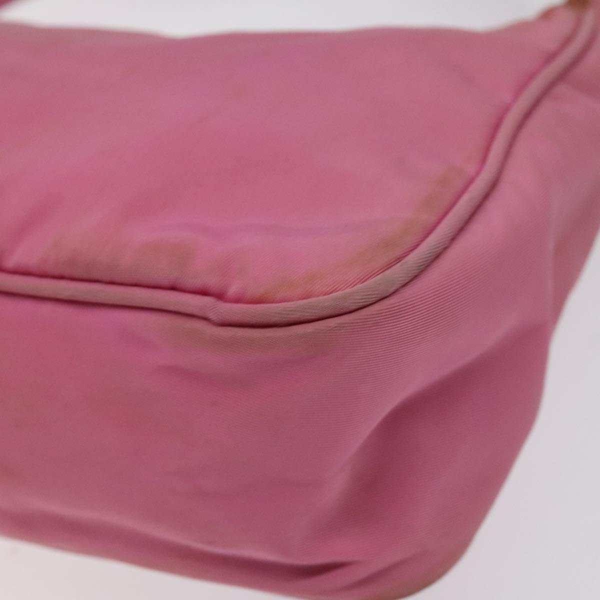 PRADA Hand Bag Nylon Pink Silver Auth 125627