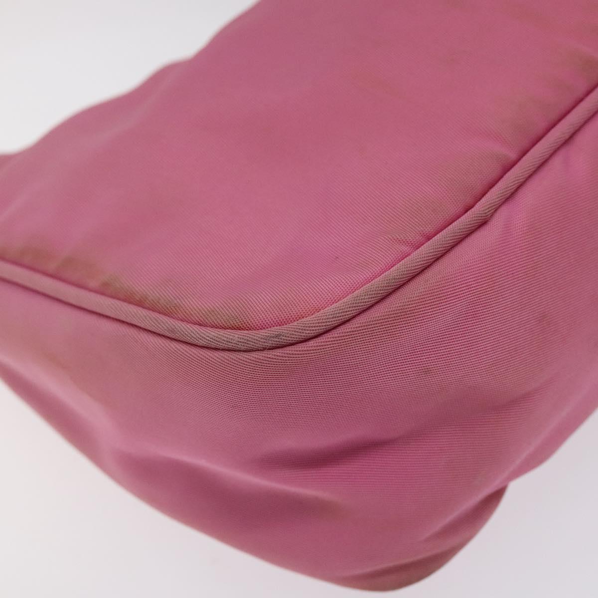 PRADA Hand Bag Nylon Pink Silver Auth 125627