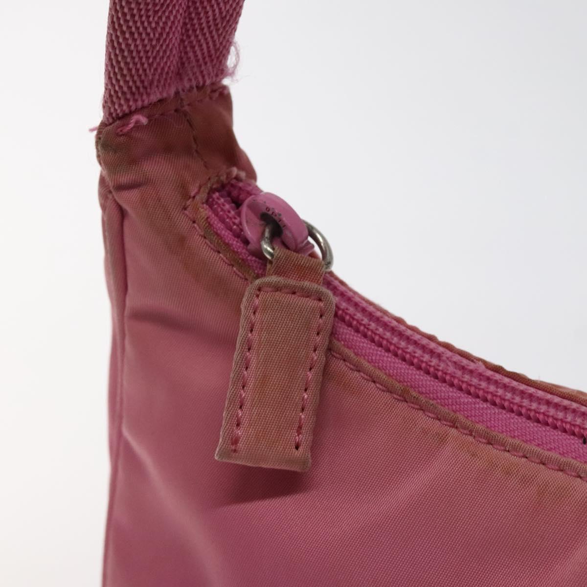PRADA Hand Bag Nylon Pink Silver Auth 125627