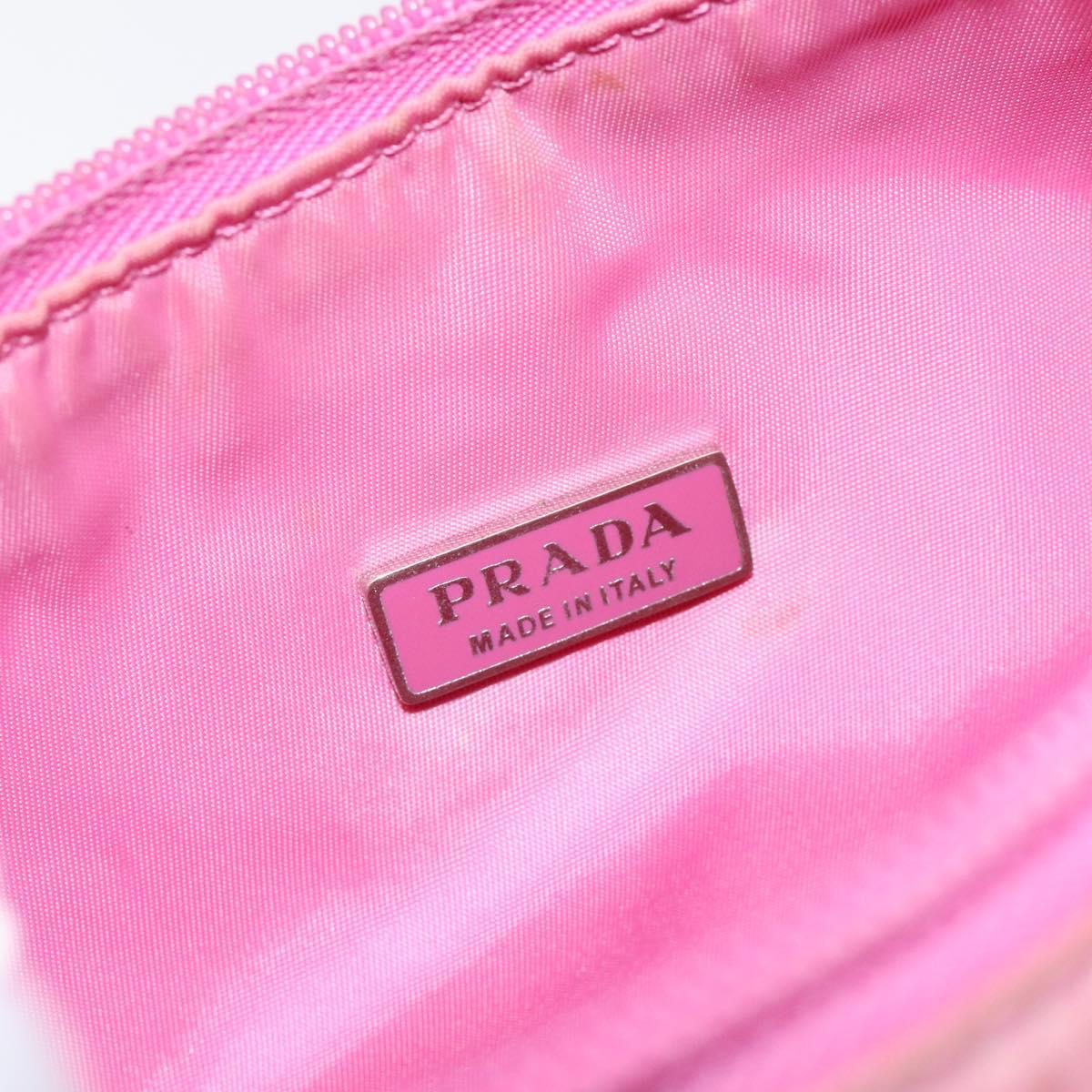 PRADA Hand Bag Nylon Pink Silver Auth 125627