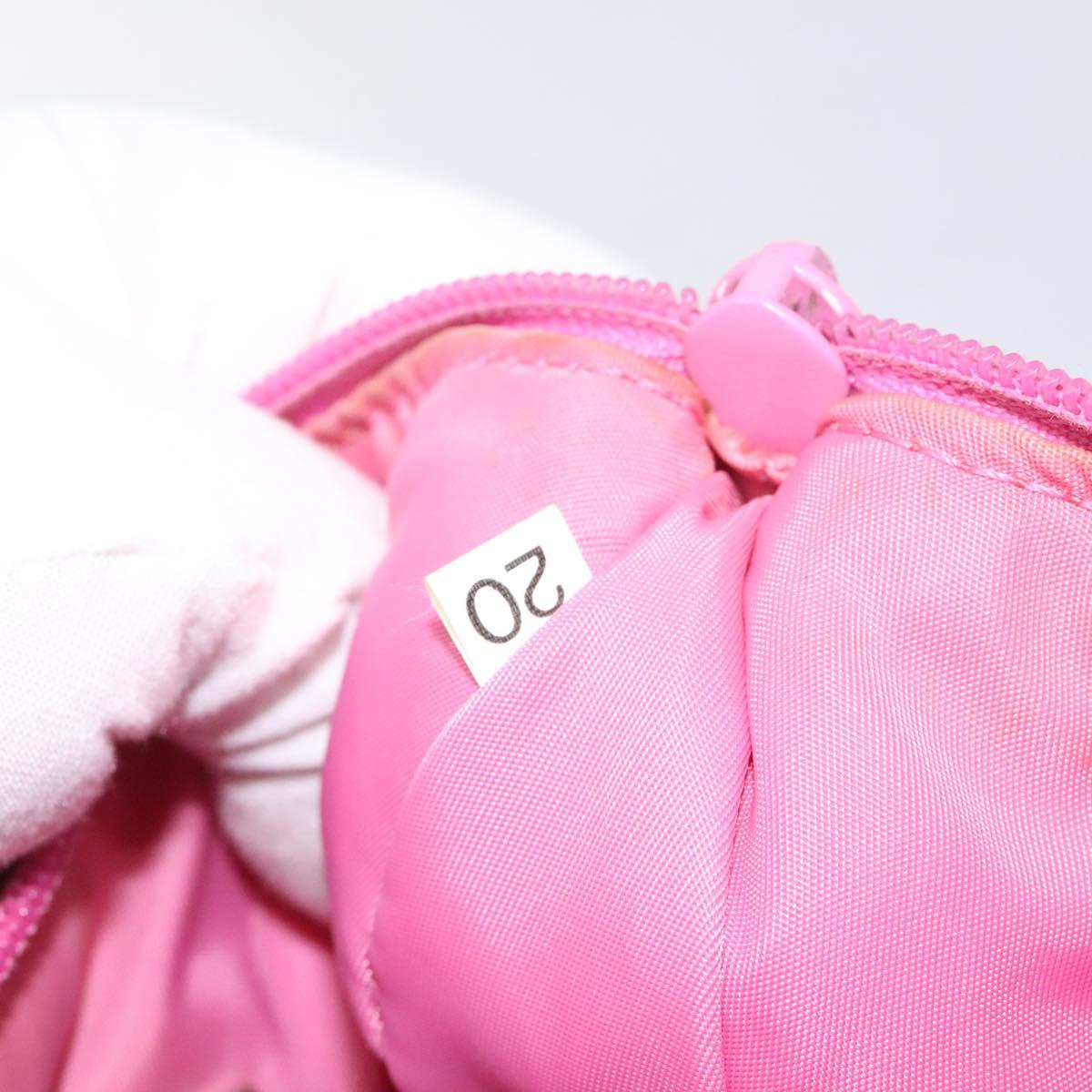 PRADA Hand Bag Nylon Pink Silver Auth 125627