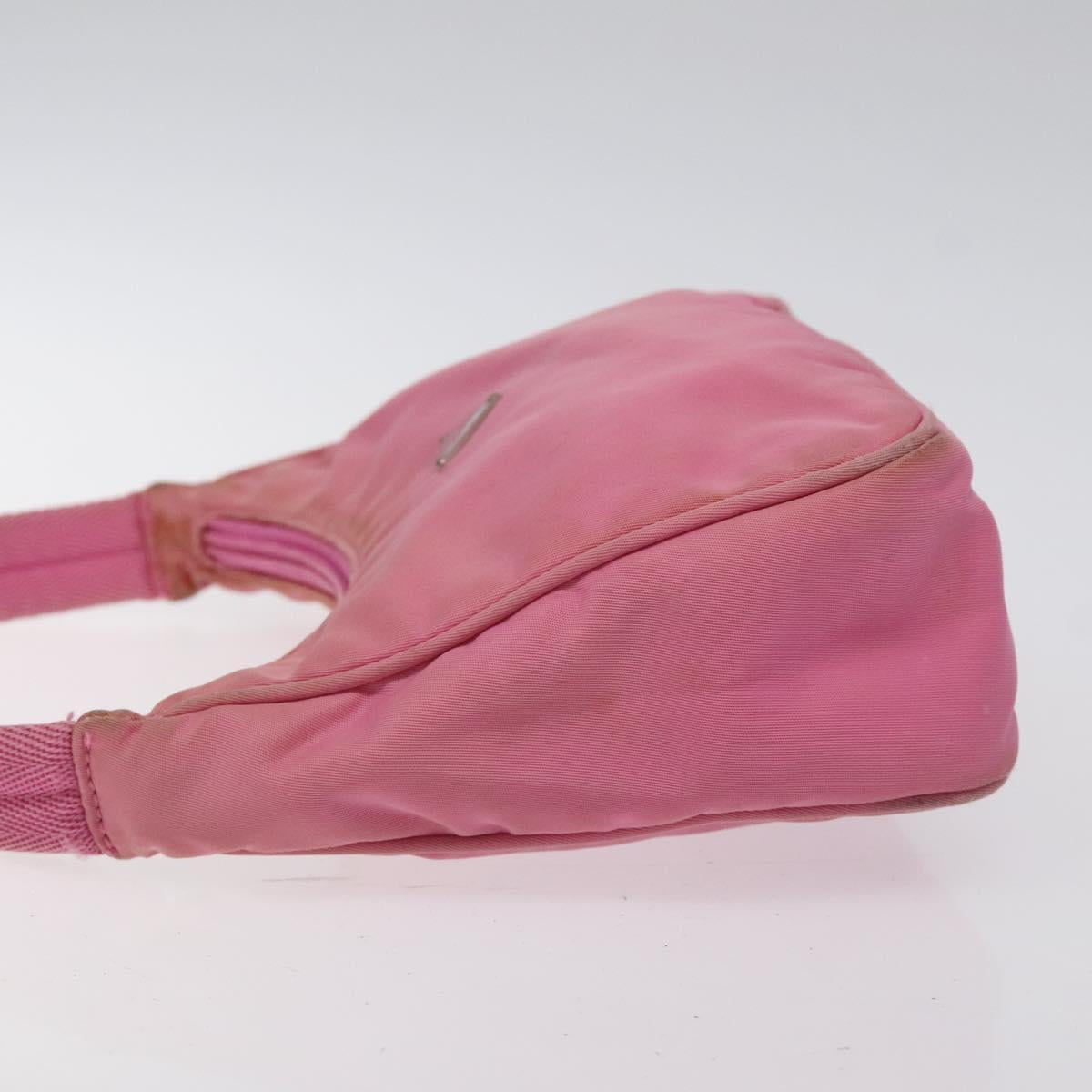 PRADA Hand Bag Nylon Pink Silver Auth 125627