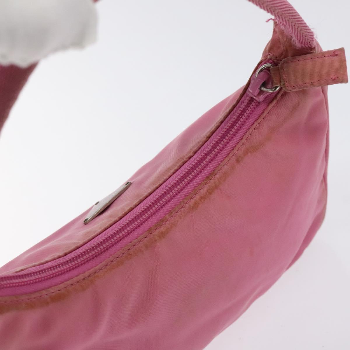 PRADA Hand Bag Nylon Pink Silver Auth 125627