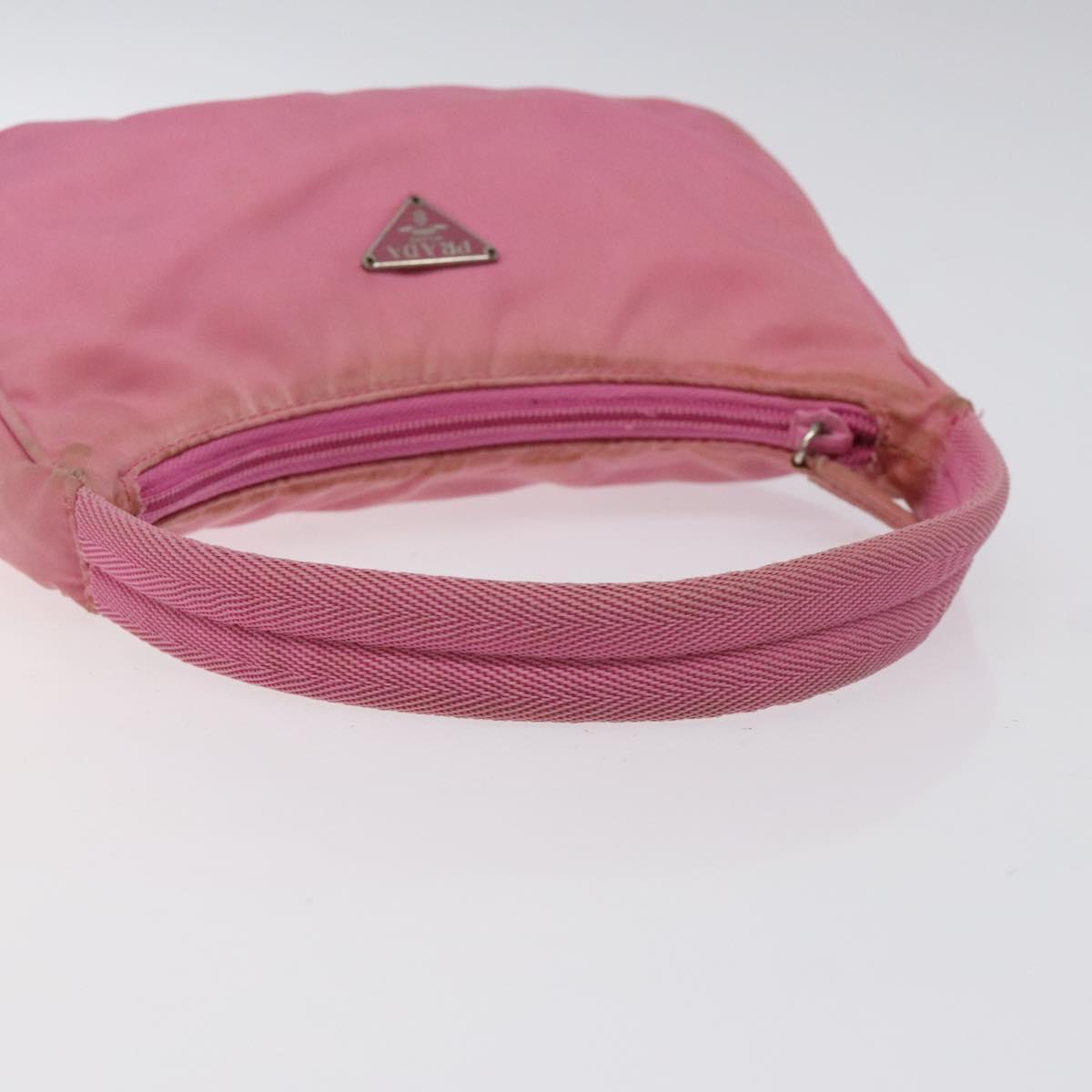 PRADA Hand Bag Nylon Pink Silver Auth 125627