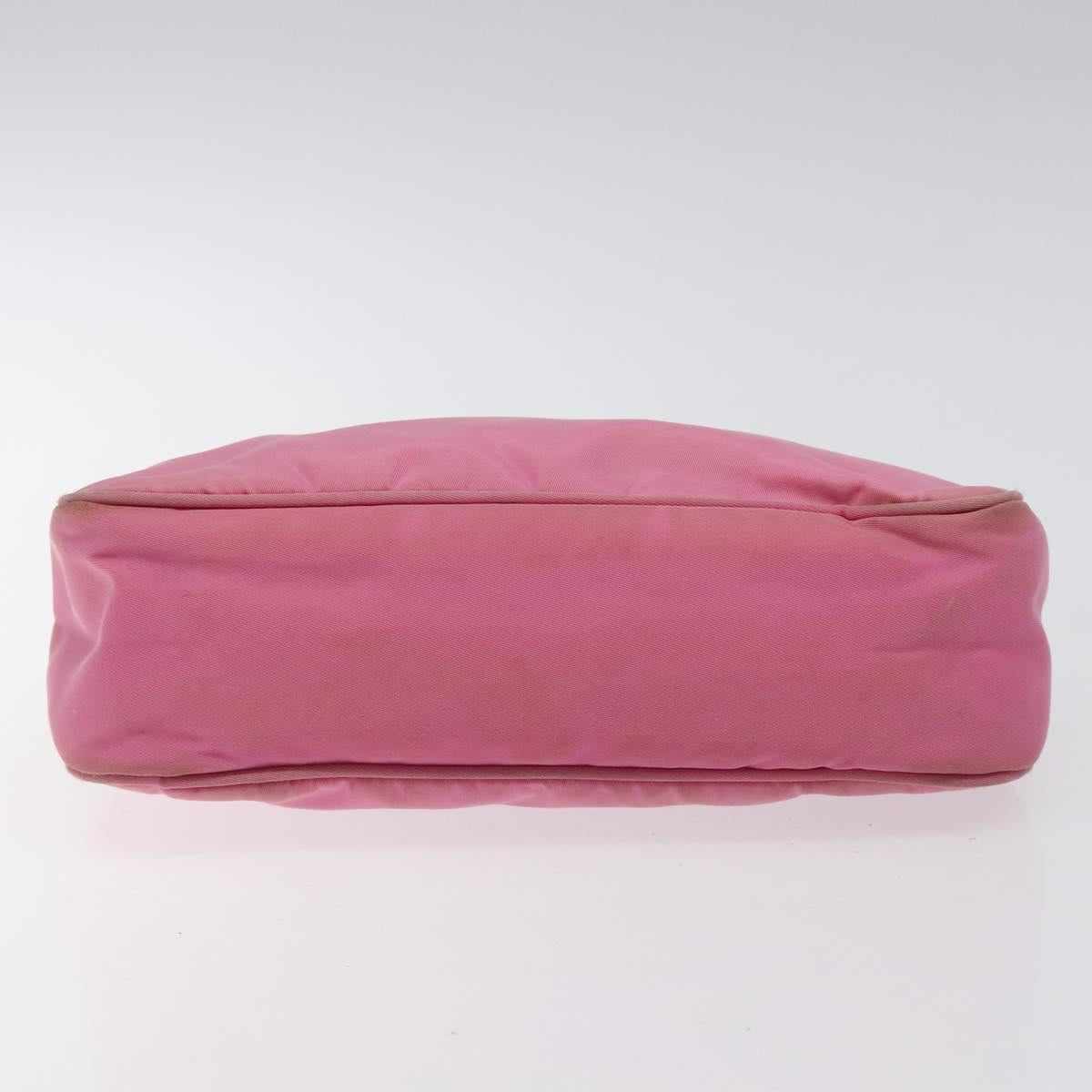 PRADA Hand Bag Nylon Pink Silver Auth 125627