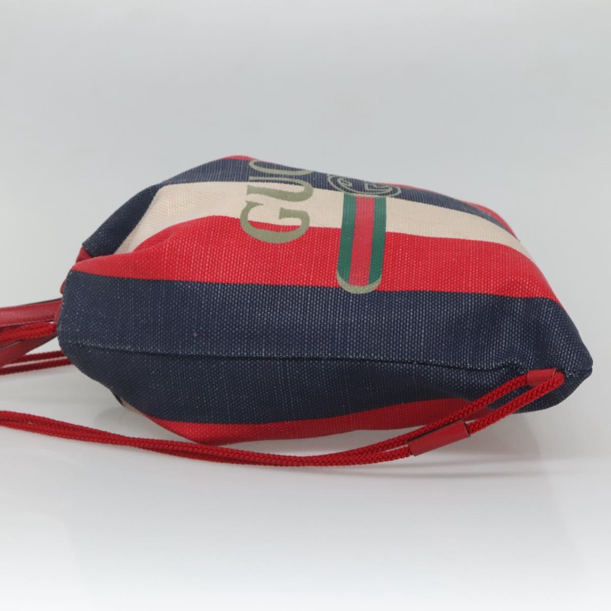 GUCCI Web Sherry Line Backpack Canvas Red Blue 473872 Auth 125637