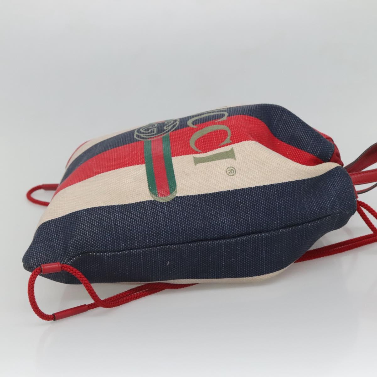 GUCCI Web Sherry Line Backpack Canvas Red Blue 473872 Auth 125637