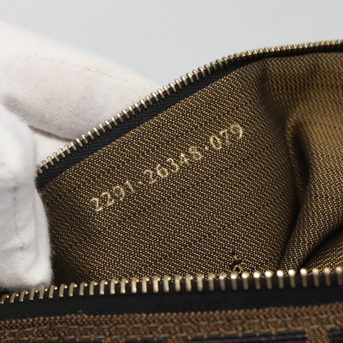 FENDI Zucca Canvas Vanity Pouch Black Brown Gold Auth 125642