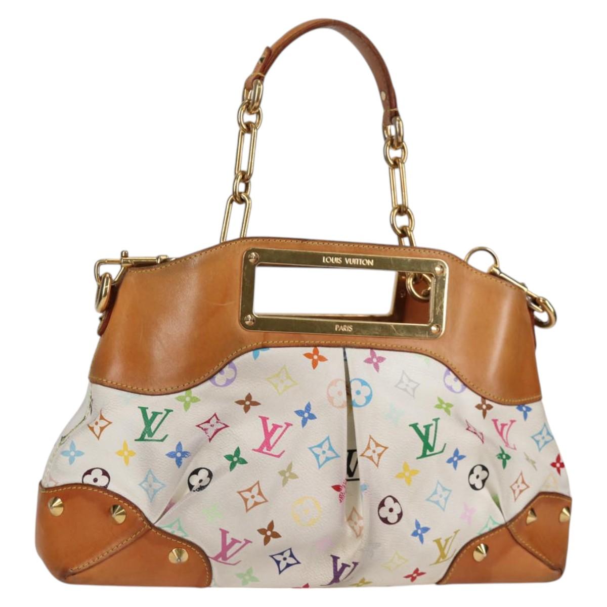 LOUIS VUITTON Monogram Multicolor Judy MM Bag 2Way White M40255 LV Auth 125654