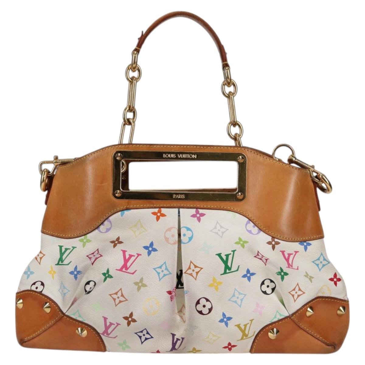 LOUIS VUITTON Monogram Multicolor Judy MM Bag 2Way White M40255 LV Auth 125654