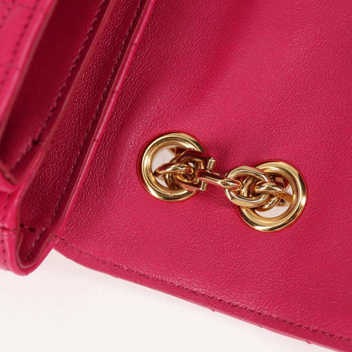 CELINE Chain Shoulder Bag Leather Pink Gold Auth 125657SAM