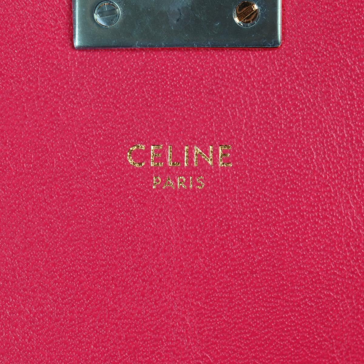 CELINE Chain Shoulder Bag Leather Pink Gold Auth 125657SAM