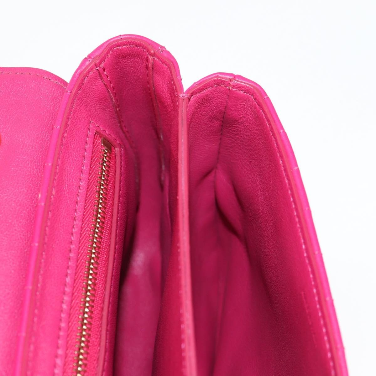 CELINE Chain Shoulder Bag Leather Pink Gold Auth 125657SAM