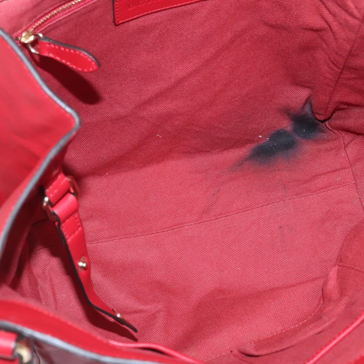 BURBERRY Tote Bag Leather Red Gold Auth 125684