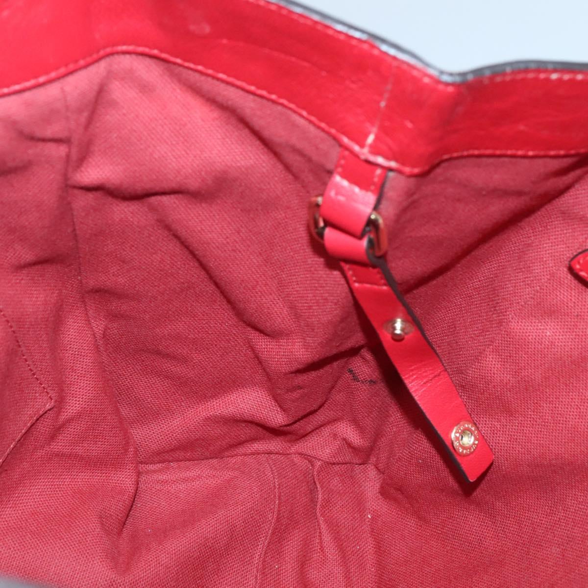 BURBERRY Tote Bag Leather Red Gold Auth 125684