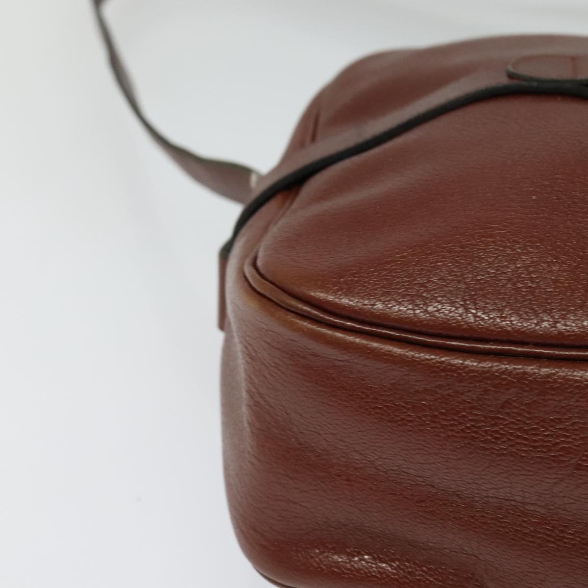 Christian Dior Shoulder Bag Leather Brown Gold Auth 125686