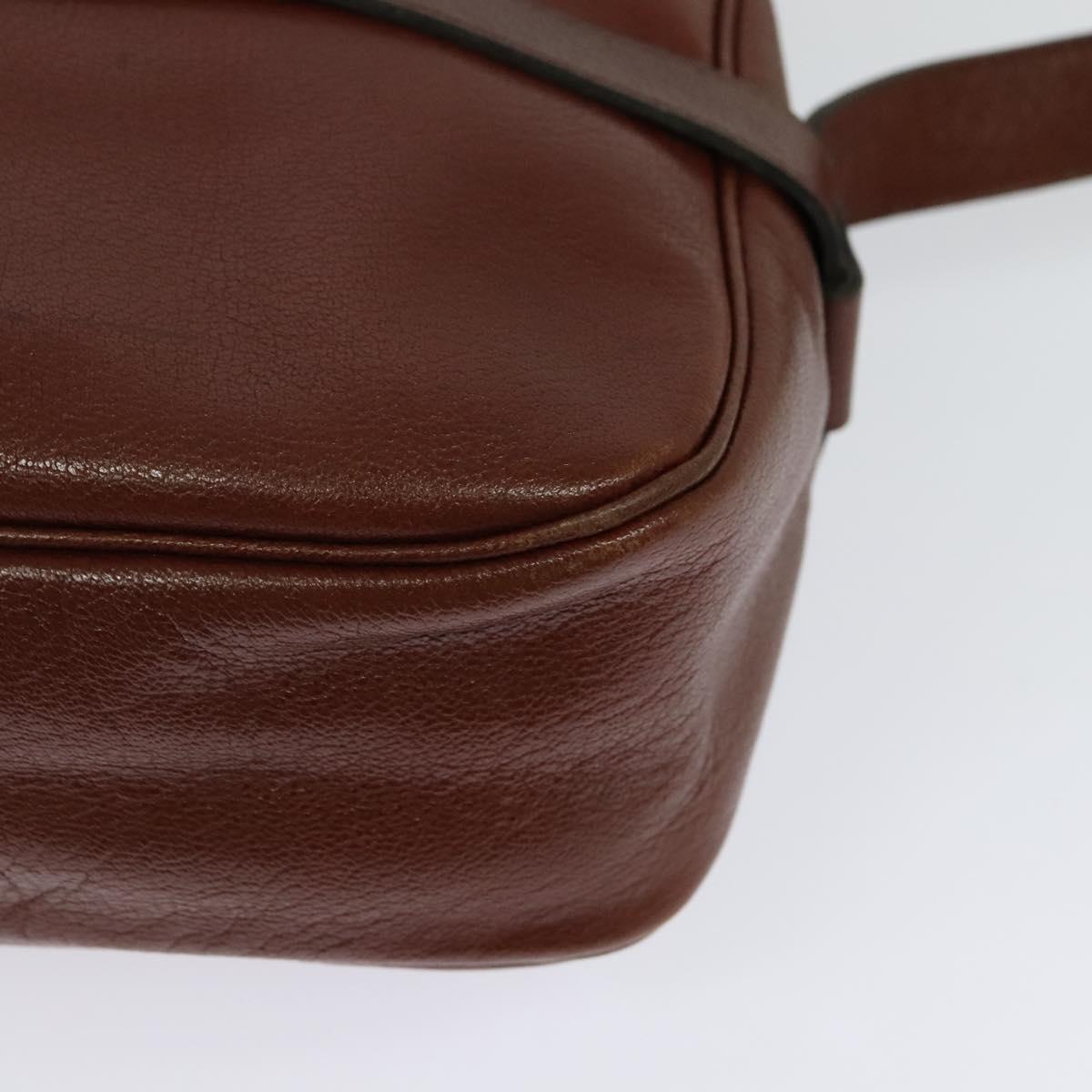Christian Dior Shoulder Bag Leather Brown Gold Auth 125686