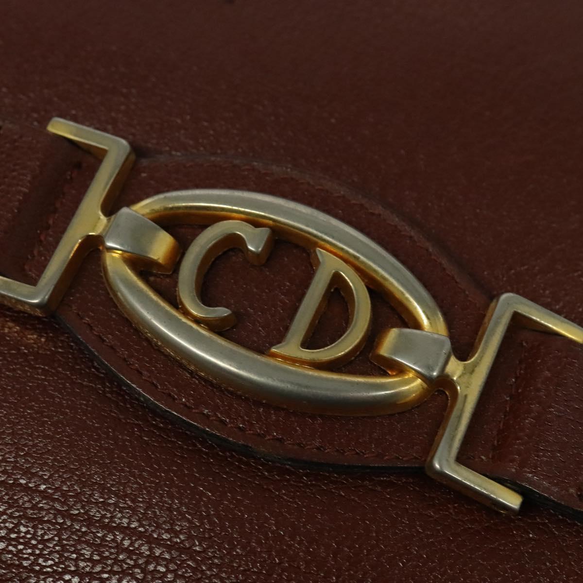 Christian Dior Shoulder Bag Leather Brown Gold Auth 125686