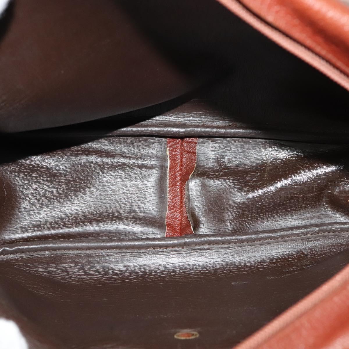 Christian Dior Shoulder Bag Leather Brown Gold Auth 125686