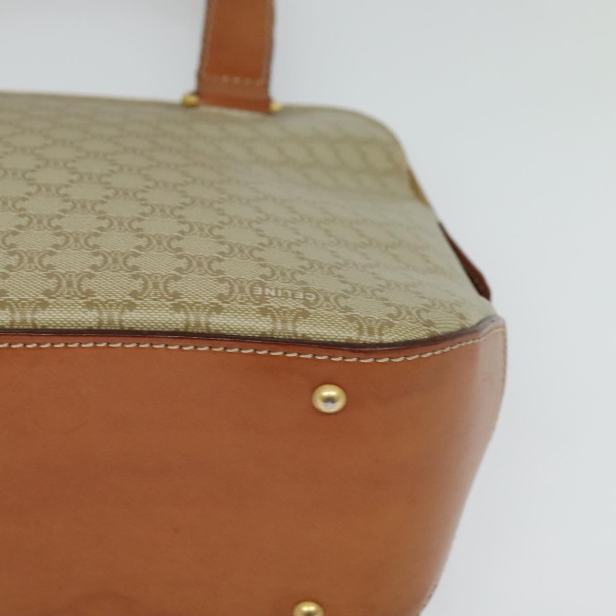 CELINE Macadam Canvas Hand Bag PVC 2way Beige Gold Auth 125690