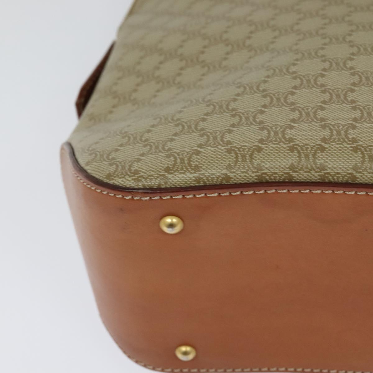 CELINE Macadam Canvas Hand Bag PVC 2way Beige Gold Auth 125690