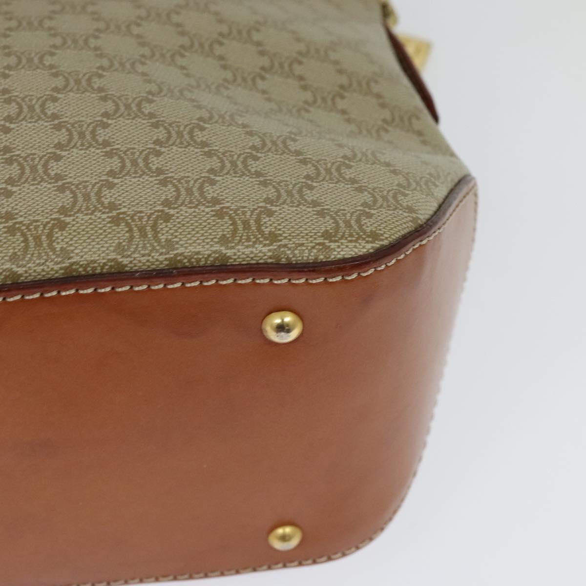 CELINE Macadam Canvas Hand Bag PVC 2way Beige Gold Auth 125690