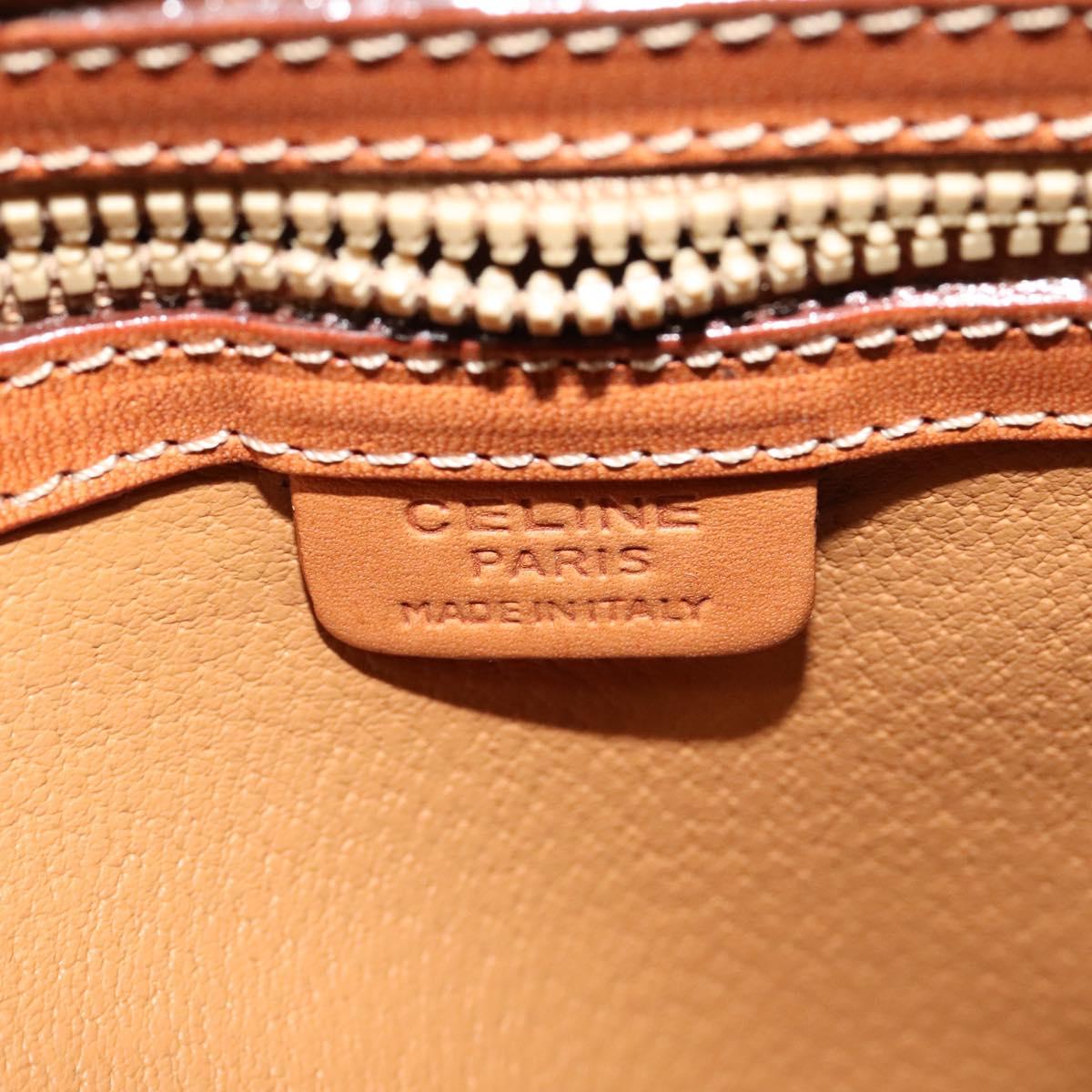 CELINE Macadam Canvas Hand Bag PVC 2way Beige Gold Auth 125690