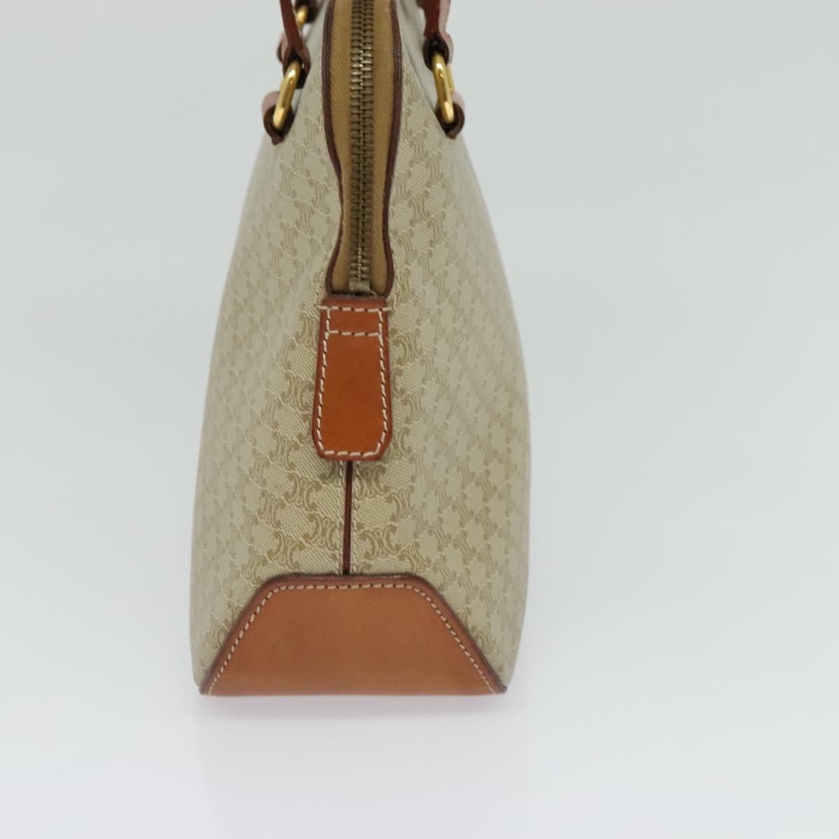 CELINE Macadam Canvas Hand Bag PVC 2way Beige Gold Auth 125690