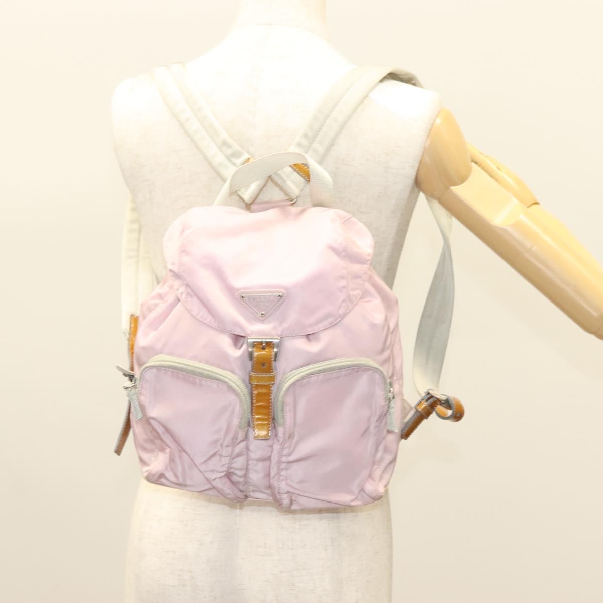 PRADA Backpack Nylon Pink Silver Auth 125696