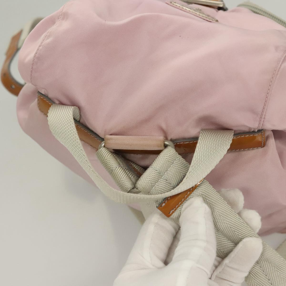 PRADA Backpack Nylon Pink Silver Auth 125696
