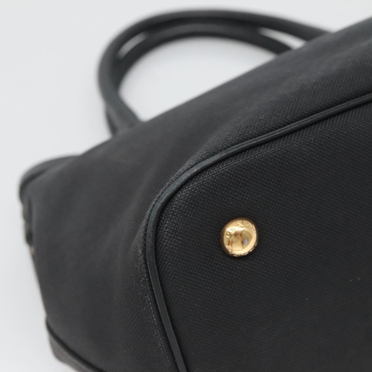 PRADA Hand Bag Canvas 2way Black Gold Auth 125699