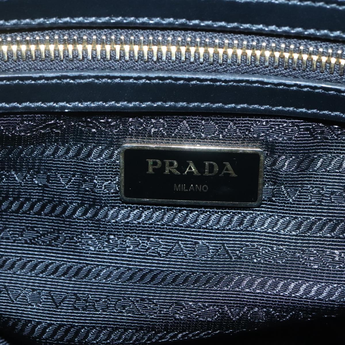PRADA Hand Bag Canvas 2way Black Gold Auth 125699