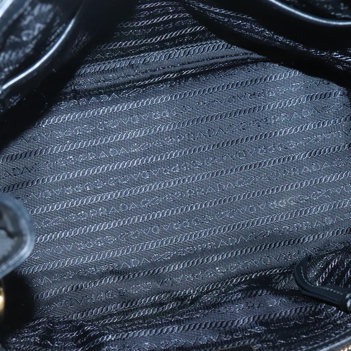 PRADA Hand Bag Canvas 2way Black Gold Auth 125699