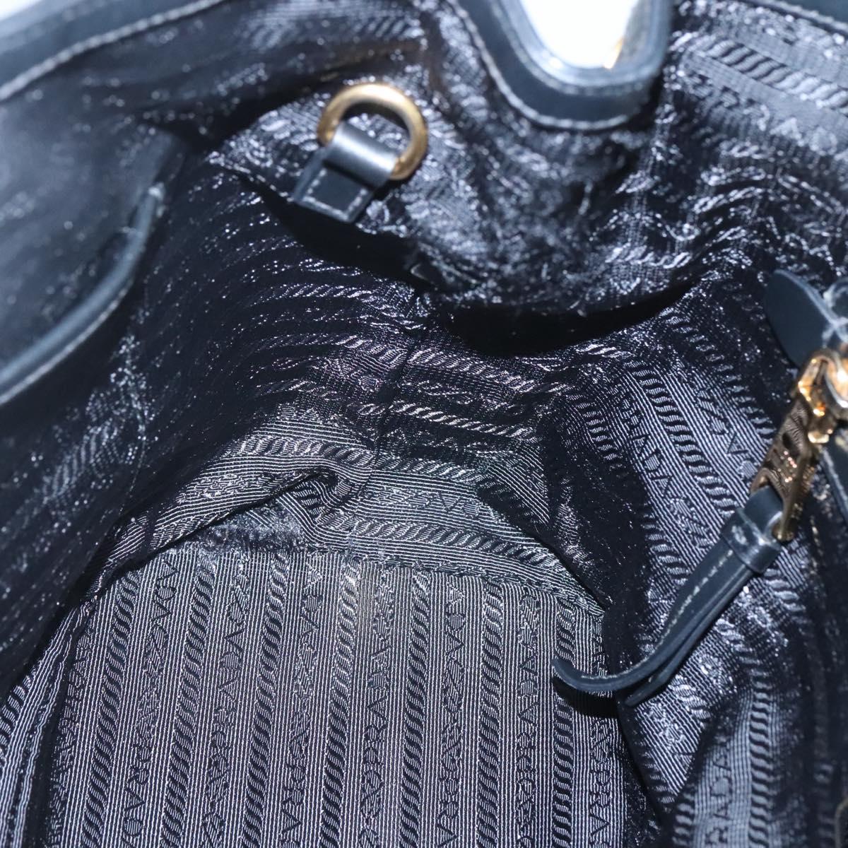 PRADA Hand Bag Canvas 2way Black Gold Auth 125699