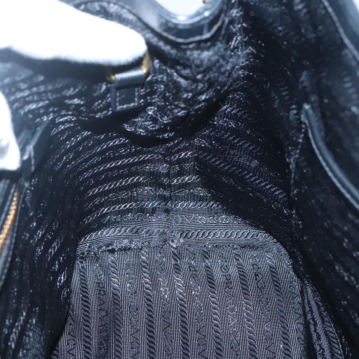 PRADA Hand Bag Canvas 2way Black Gold Auth 125699