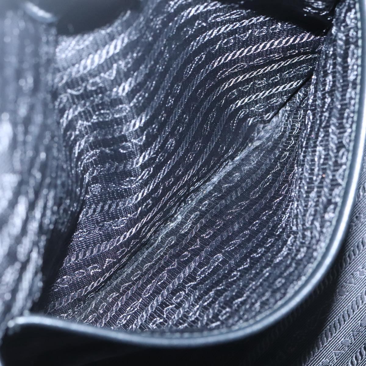 PRADA Hand Bag Canvas 2way Black Gold Auth 125699