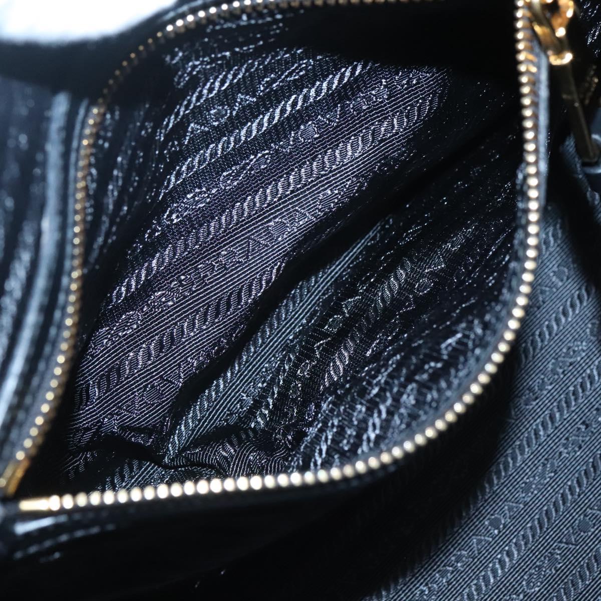 PRADA Hand Bag Canvas 2way Black Gold Auth 125699