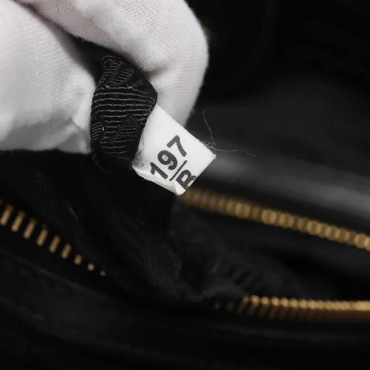 PRADA Hand Bag Canvas 2way Black Gold Auth 125699