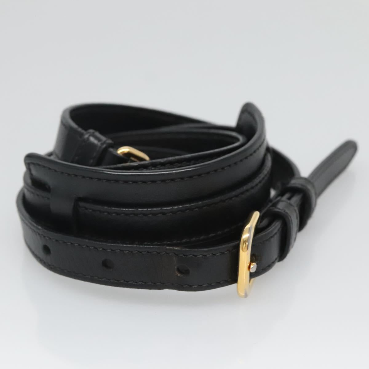 PRADA Hand Bag Canvas 2way Black Gold Auth 125699