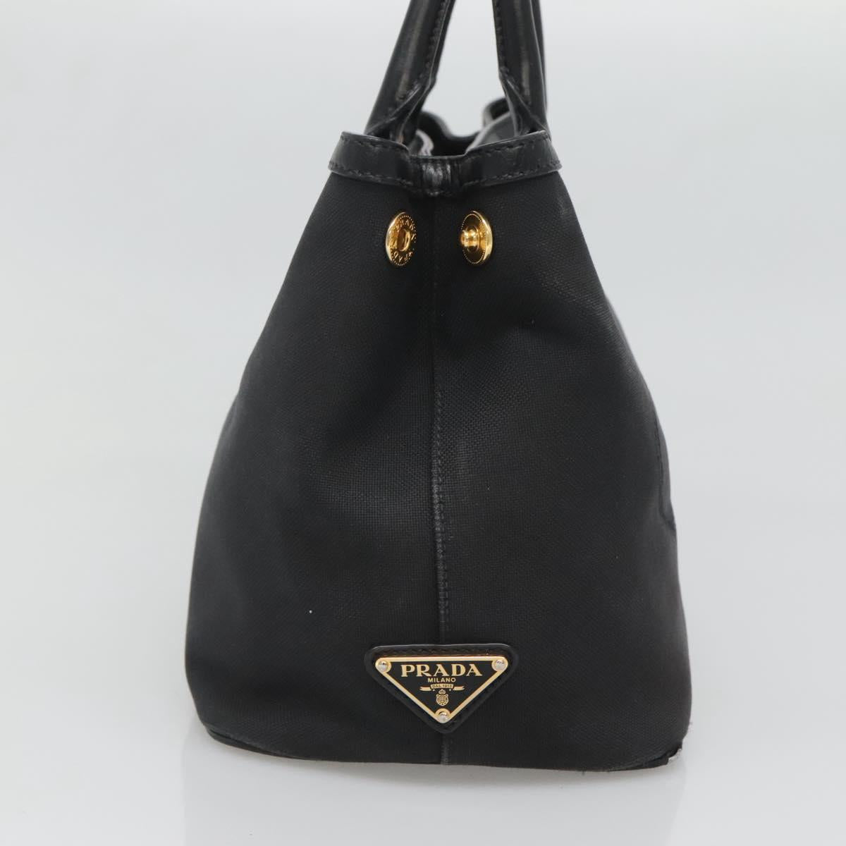 PRADA Hand Bag Canvas 2way Black Gold Auth 125699