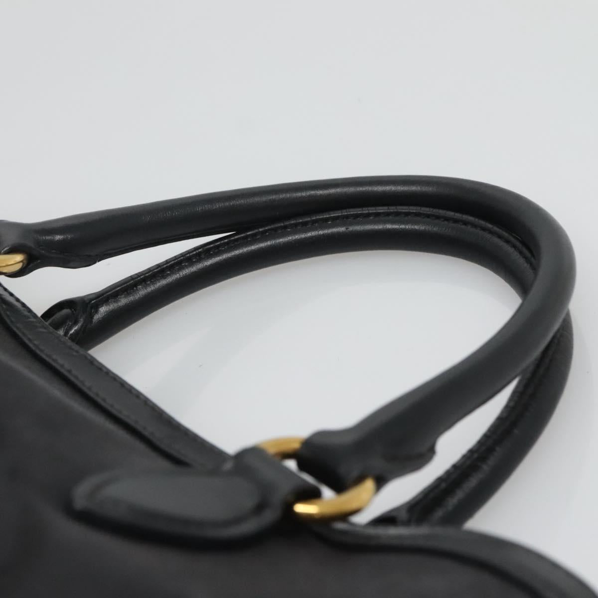 PRADA Hand Bag Canvas 2way Black Gold Auth 125699