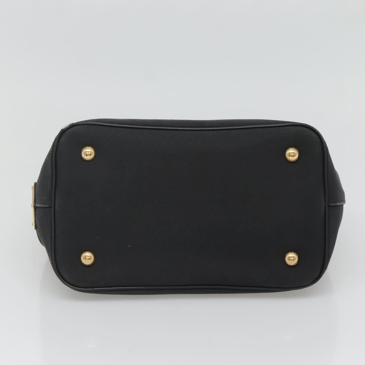 PRADA Hand Bag Canvas 2way Black Gold Auth 125699