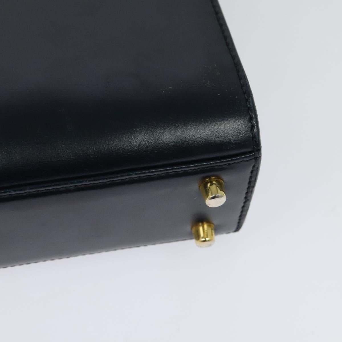 PRADA Shoulder Bag Leather Navy Gold Auth 125700