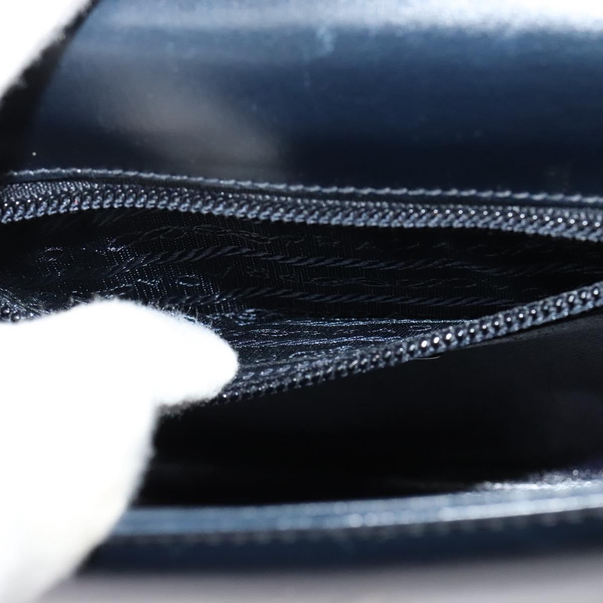 PRADA Shoulder Bag Leather Navy Gold Auth 125700