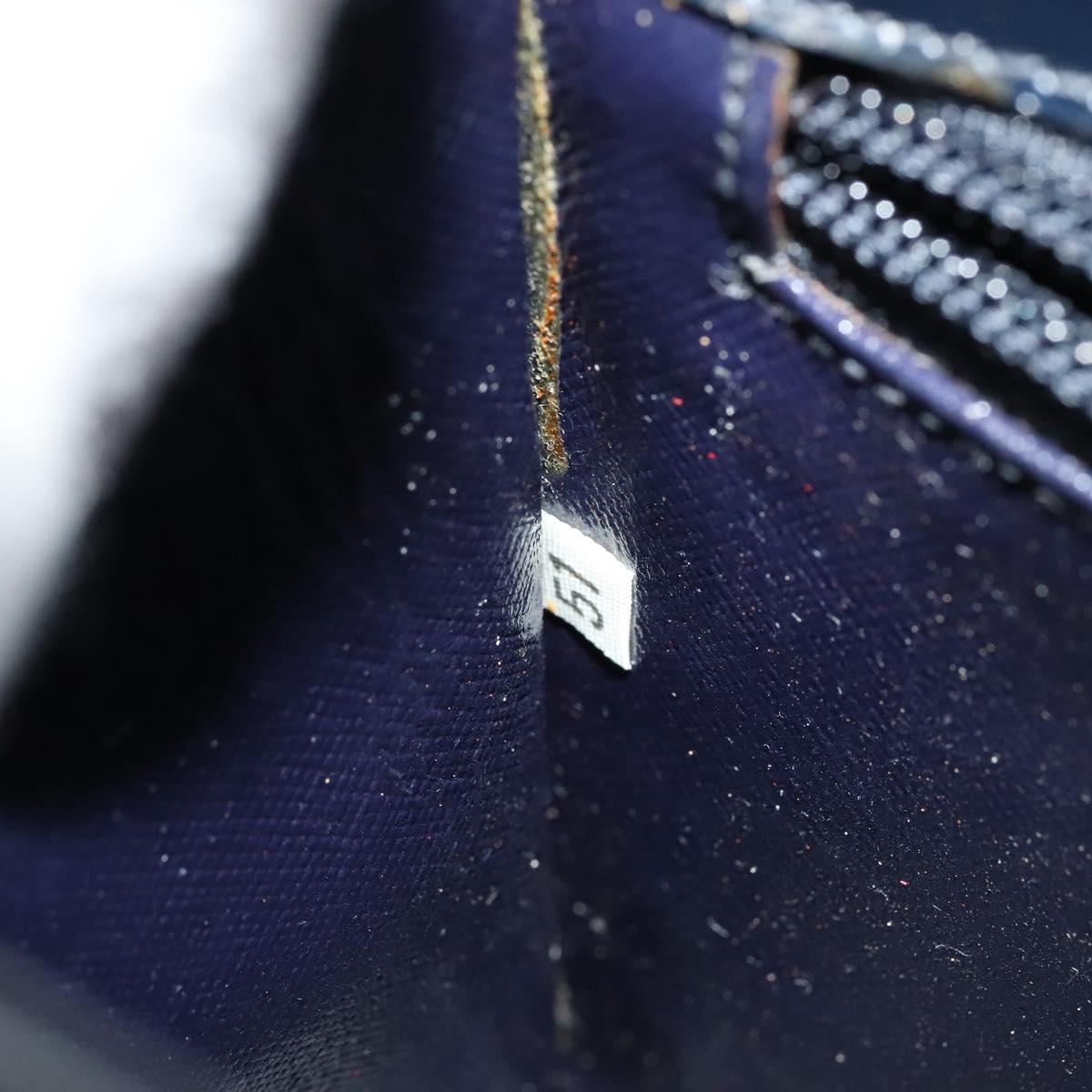 PRADA Shoulder Bag Leather Navy Gold Auth 125700