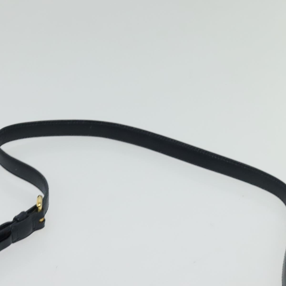 PRADA Shoulder Bag Leather Navy Gold Auth 125700