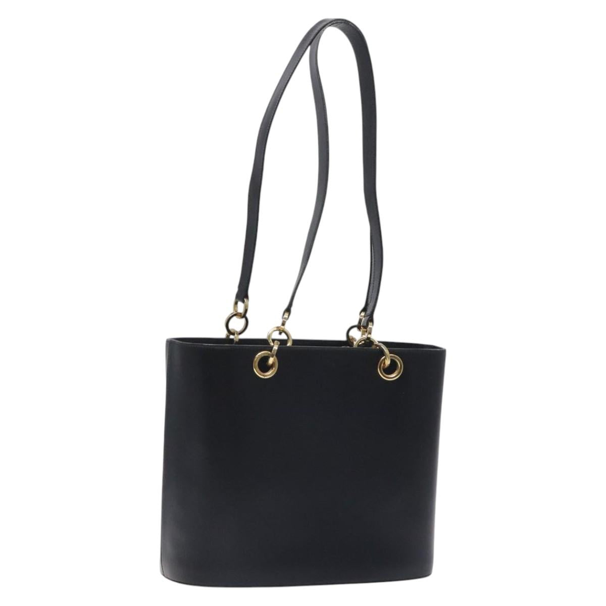 Salvatore Ferragamo Tote Bag Leather Black Gold Auth 125712