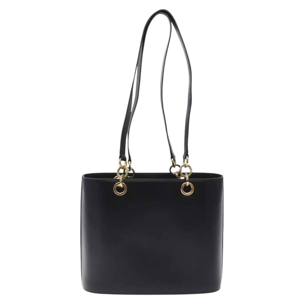 Salvatore Ferragamo Tote Bag Leather Black Gold Auth 125712