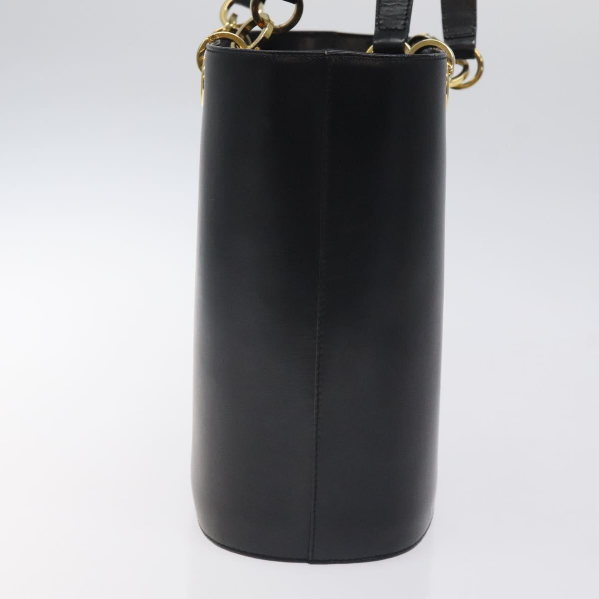 Salvatore Ferragamo Tote Bag Leather Black Gold Auth 125712